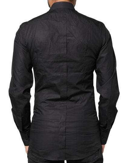 Dolce & Gabbana Black GOLD Cross Embellished Men Dress Shirt