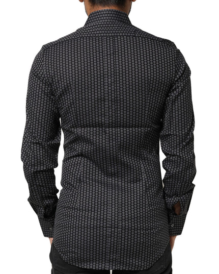Dolce & Gabbana Black GOLD Patterned Cotton Men Dress Shirt