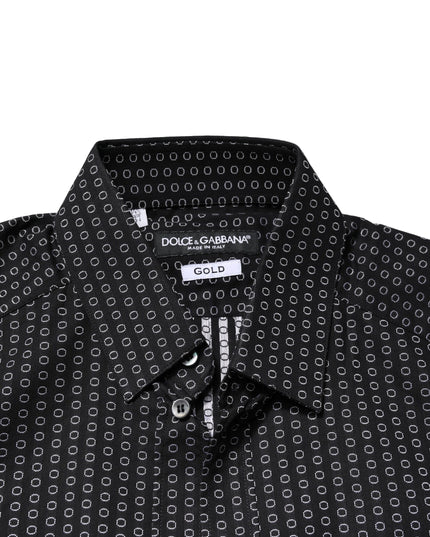 Dolce & Gabbana Black GOLD Patterned Cotton Men Dress Shirt