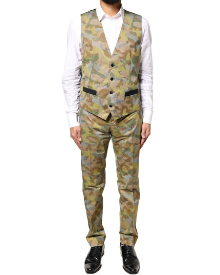 Dolce & Gabbana Multicolor Camouflage SICILIA 3 Piece Suit