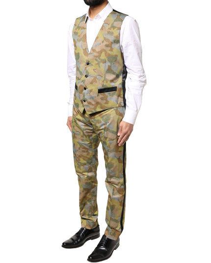 Dolce & Gabbana Multicolor Camouflage SICILIA 3 Piece Suit