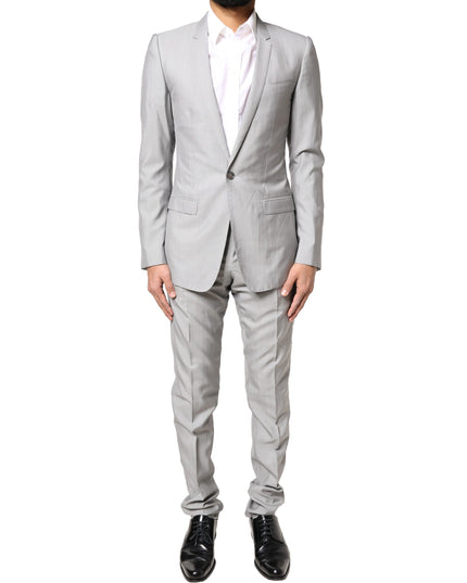 Dolce & Gabbana Light Gray Wool GOLD 2 Piece Formal Suit