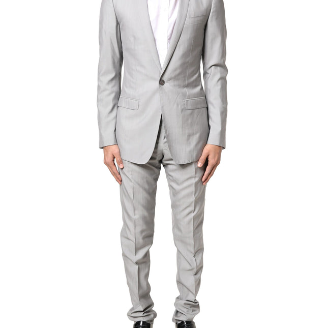 Dolce & Gabbana Light Gray Wool GOLD 2 Piece Formal Suit