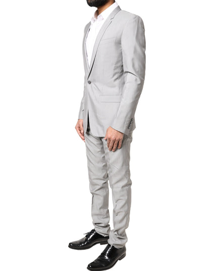 Dolce & Gabbana Light Gray Wool GOLD 2 Piece Formal Suit