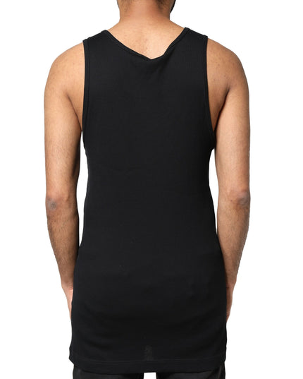 Dolce & Gabbana Black Cotton Rip Style Sleeveless Men Tank T-shirt