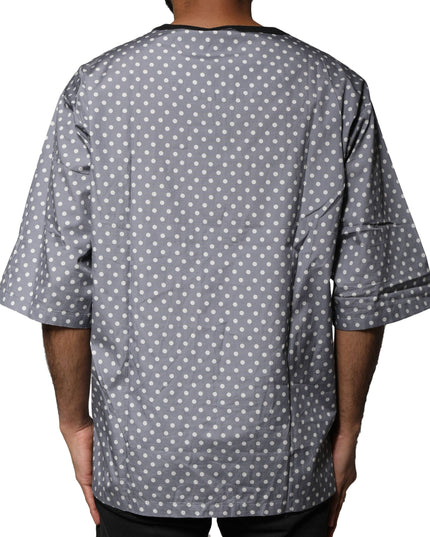 Dolce & Gabbana Gray Polka Dot Pin-Up Print Crew Neck T-shirt