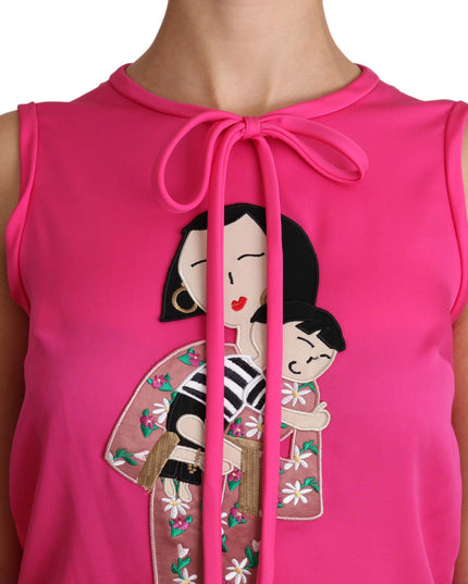 Dolce & Gabbana Pink Family Silk Tank  Mama Blouse Top Shirt