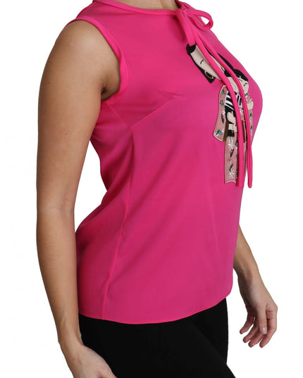 Dolce & Gabbana Pink Family Silk Tank  Mama Blouse Top Shirt