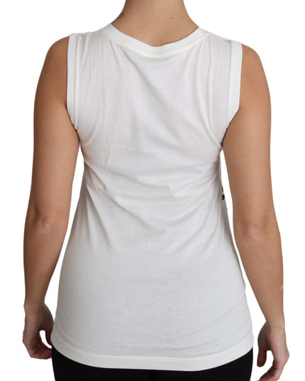 Dolce & Gabbana White Cotton #dgfamily Sleeveless Shirt Tank Top