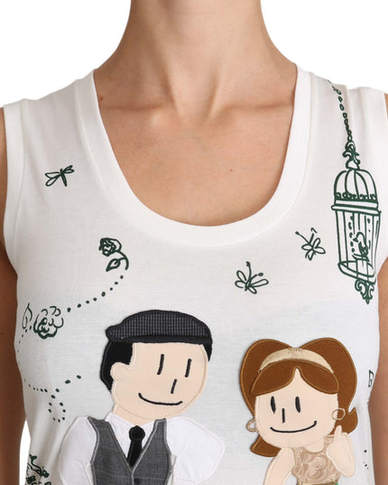 Dolce & Gabbana White Cotton #dgfamily Sleeveless Shirt Tank Top