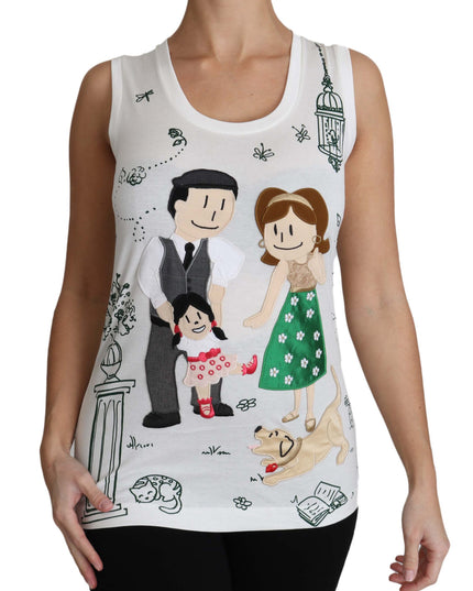 Dolce & Gabbana White Cotton #dgfamily Sleeveless Shirt Tank Top