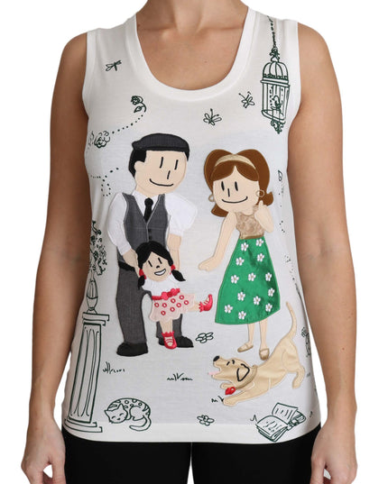Dolce & Gabbana White Cotton #dgfamily Sleeveless Shirt Tank Top