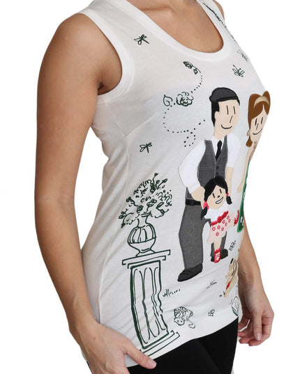 Dolce & Gabbana White Cotton #dgfamily Sleeveless Shirt Tank Top