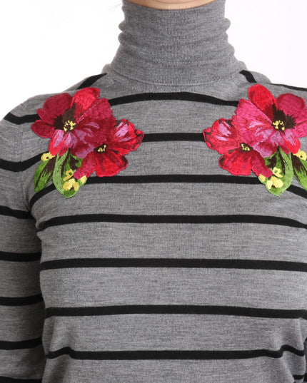 Dolce & Gabbana Gray Cashmere Silk Turtleneck Sweater