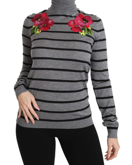 Dolce & Gabbana Gray Cashmere Silk Turtleneck Sweater