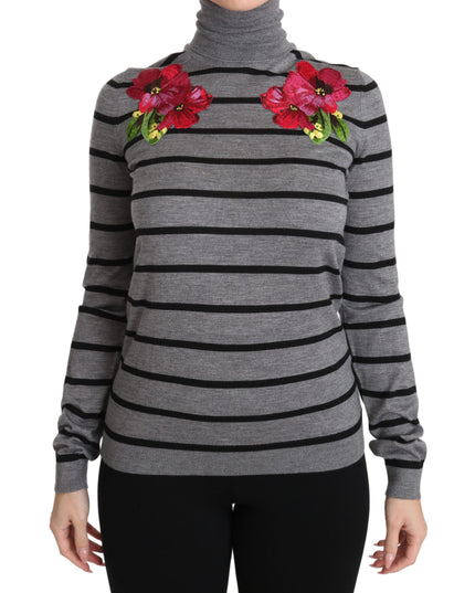 Dolce & Gabbana Gray Cashmere Silk Turtleneck Sweater