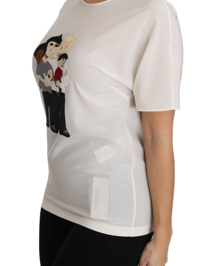 Dolce & Gabbana White Silk Stretch #dgfamily T-shirt