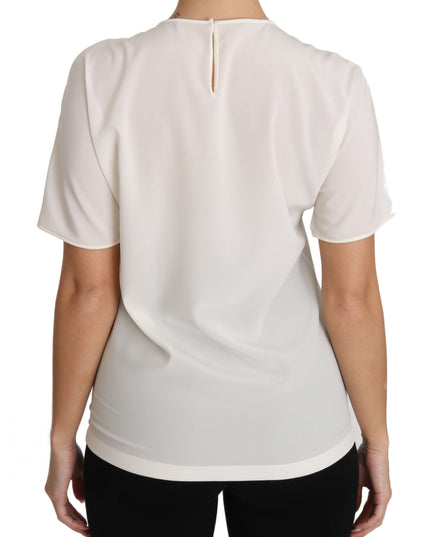 Dolce & Gabbana White Silk Stretch #dgfamily T-shirt