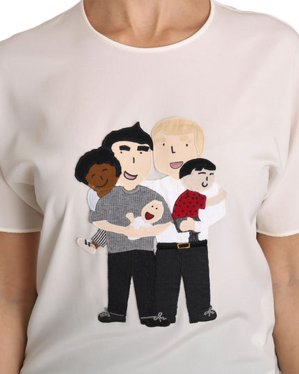 Dolce & Gabbana White Silk Stretch #dgfamily T-shirt