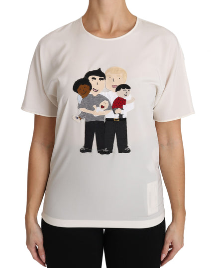 Dolce & Gabbana White Silk Stretch #dgfamily T-shirt