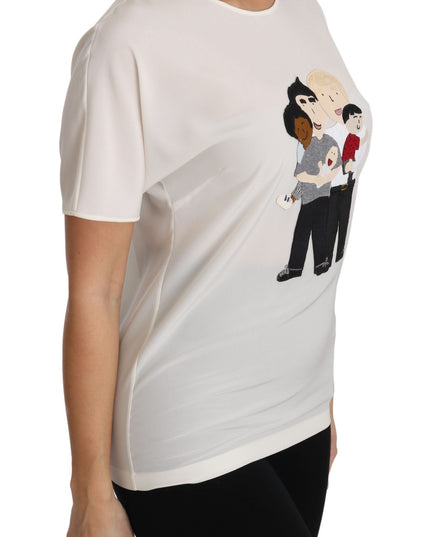 Dolce & Gabbana White Silk Stretch #dgfamily T-shirt