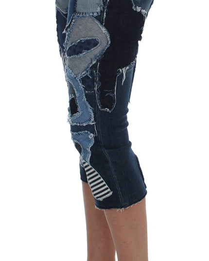 Dolce & Gabbana Stretch Blue Patchwork Jeans Shorts