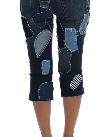 Dolce & Gabbana Stretch Blue Patchwork Jeans Shorts