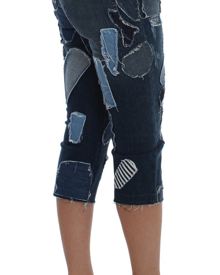 Dolce & Gabbana Stretch Blue Patchwork Jeans Shorts