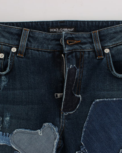 Dolce & Gabbana Stretch Blue Patchwork Jeans Shorts