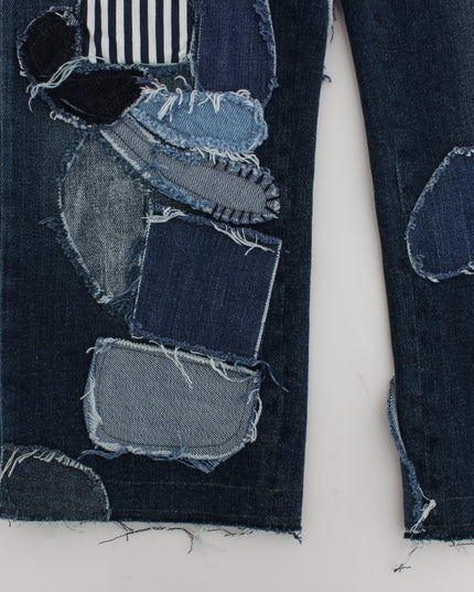 Dolce & Gabbana Stretch Blue Patchwork Jeans Shorts