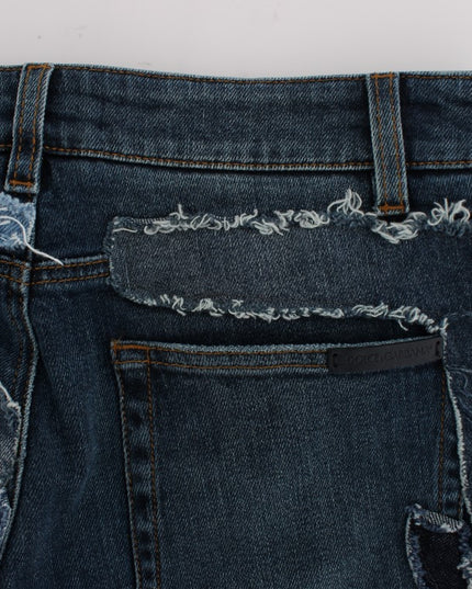 Dolce & Gabbana Stretch Blue Patchwork Jeans Shorts
