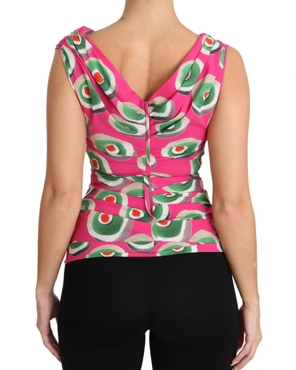 Dolce & Gabbana Pink Silk Stretch Sicilian Cake Top