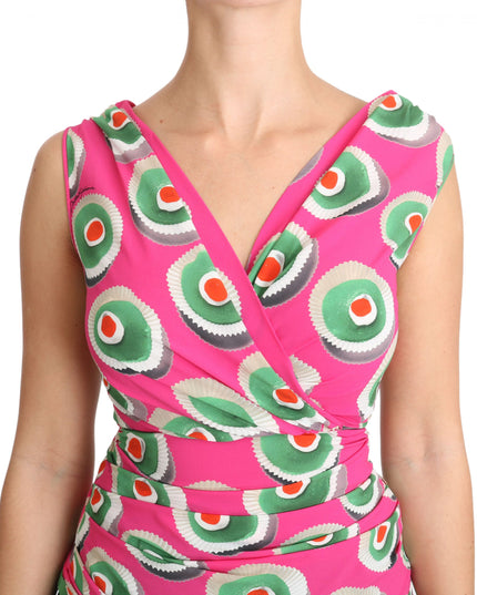 Dolce & Gabbana Pink Silk Stretch Sicilian Cake Top