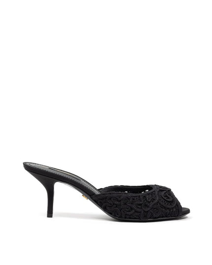 Dolce & Gabbana Black Cotton Mules