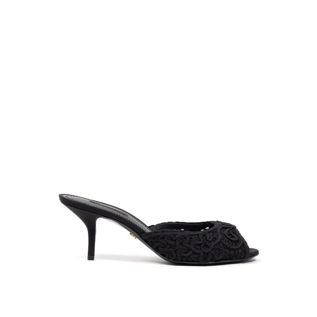 Dolce & Gabbana Black Cotton Mules