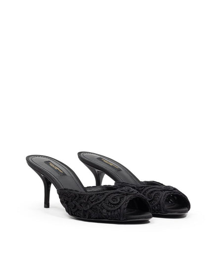 Dolce & Gabbana Black Cotton Mules