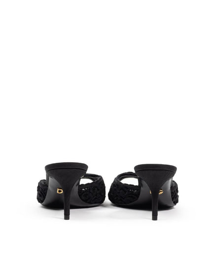 Dolce & Gabbana Black Cotton Mules