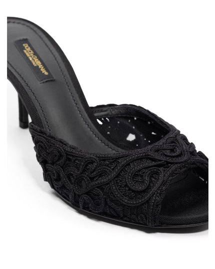 Dolce & Gabbana Black Cotton Mules