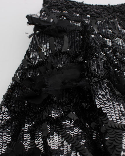 Dolce & Gabbana Black Crystal Sequined Mini Shorts
