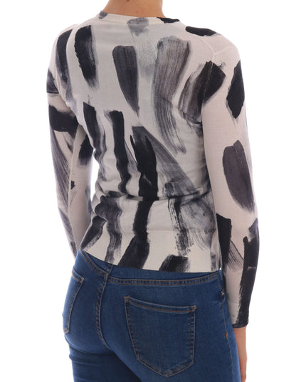 Dolce & Gabbana Cardigan Lightweight Silk Paint Stroke Sweater