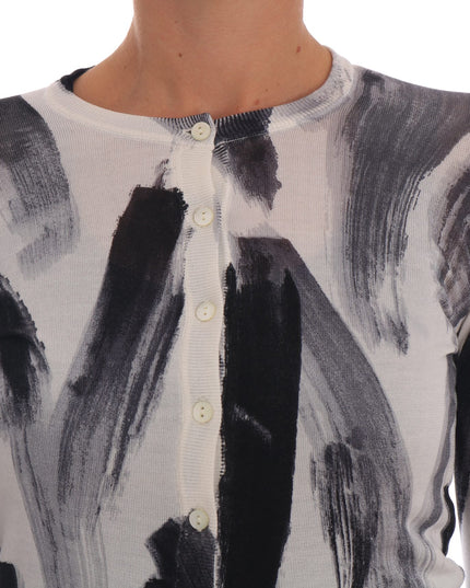 Dolce & Gabbana Cardigan Lightweight Silk Paint Stroke Sweater