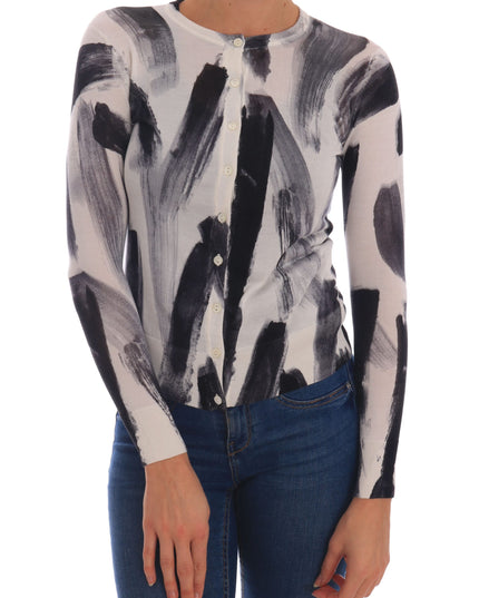 Dolce & Gabbana Cardigan Lightweight Silk Paint Stroke Sweater