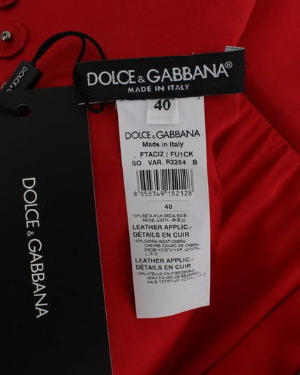 Dolce & Gabbana Red Silk Crystal Roses Shorts