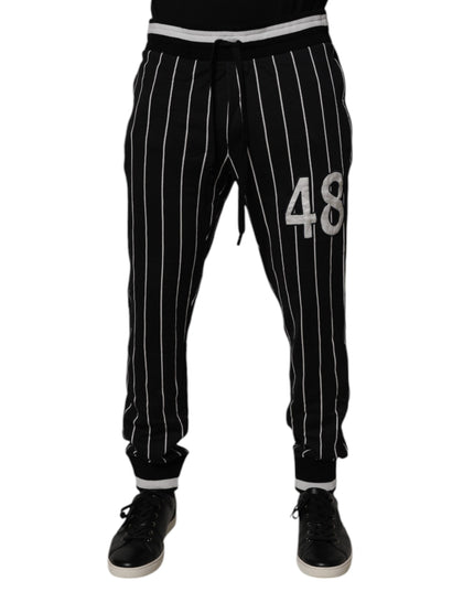 Dolce & Gabbana Black White Stripes Jogger Sweatpants Pants