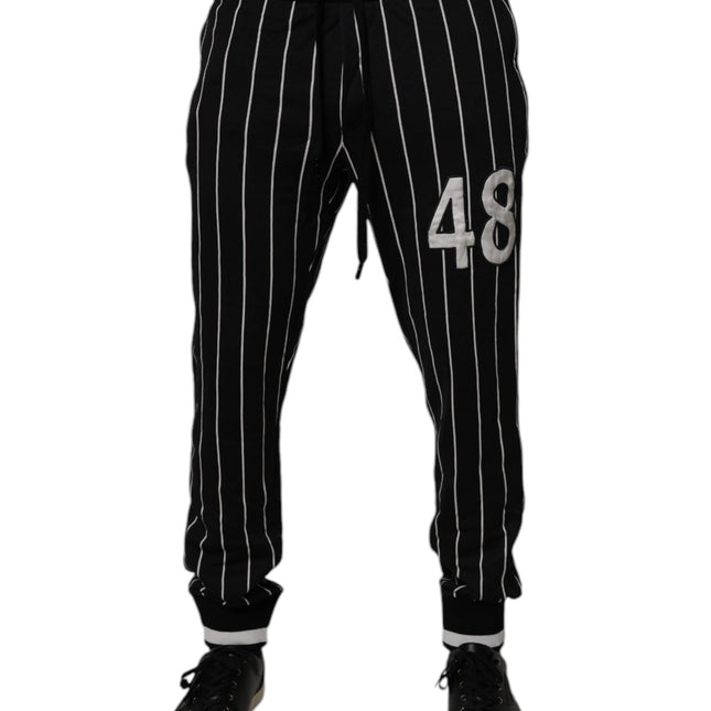Dolce & Gabbana Black White Stripes Jogger Sweatpants Pants