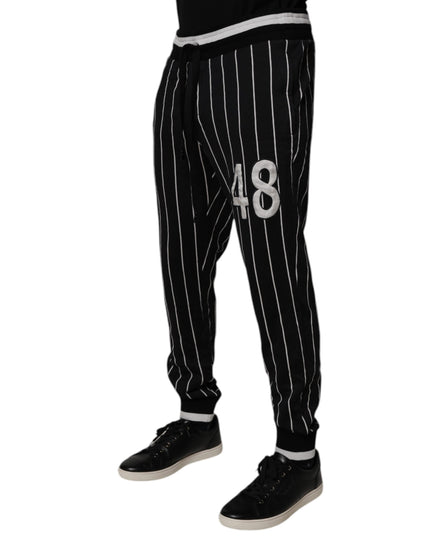 Dolce & Gabbana Black White Stripes Jogger Sweatpants Pants
