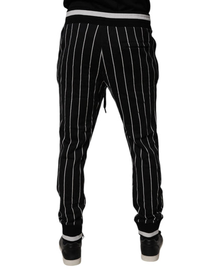 Dolce & Gabbana Black White Stripes Jogger Sweatpants Pants