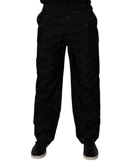 Dolce & Gabbana Black Logo Monogram Straight Pants
