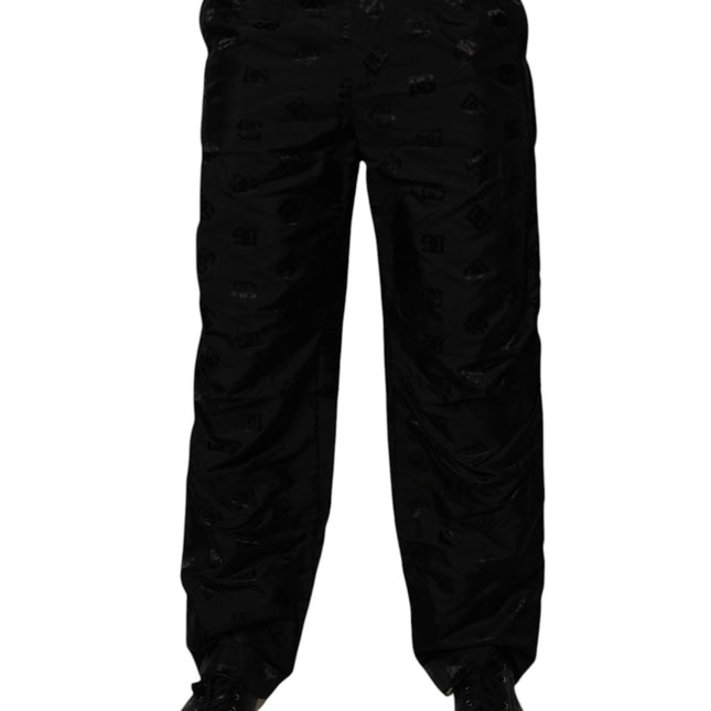 Dolce & Gabbana Black Logo Monogram Straight Pants