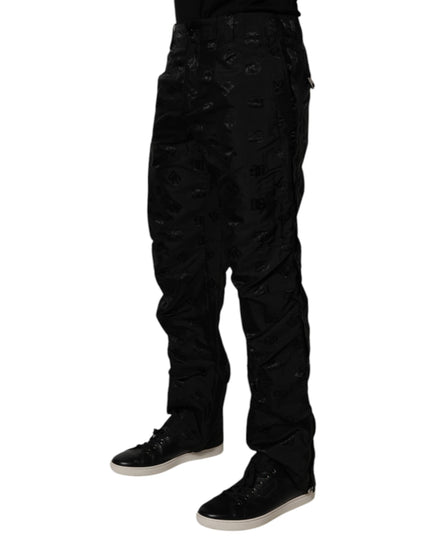 Dolce & Gabbana Black Logo Monogram Straight Pants